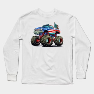 American Flag Monster Truck Long Sleeve T-Shirt